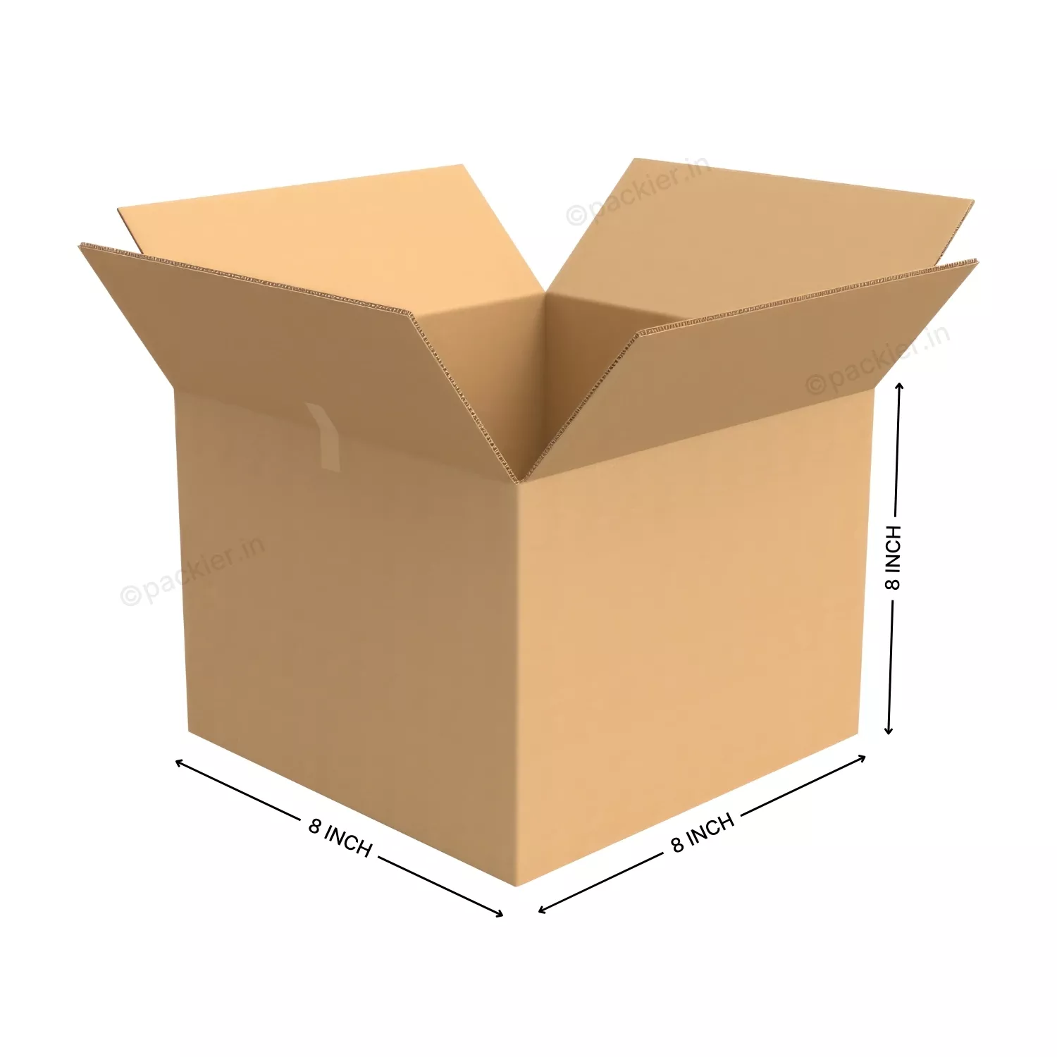 3 Ply Brown Corrugated Cardboard Box Size 8X8X8 Inches