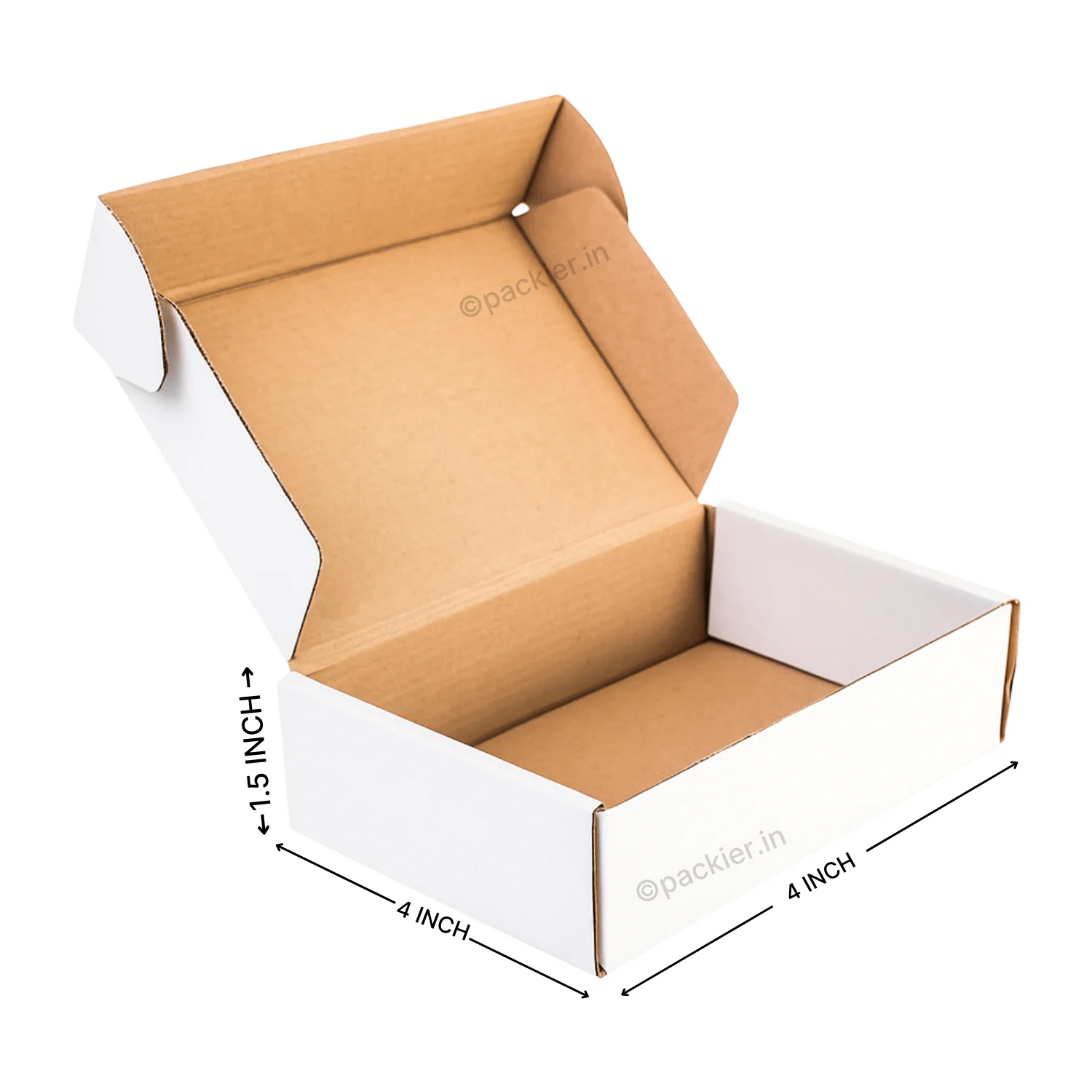 3 Ply White Flap Corrugated Cardboard Box Size 4X4X1.5 Inches